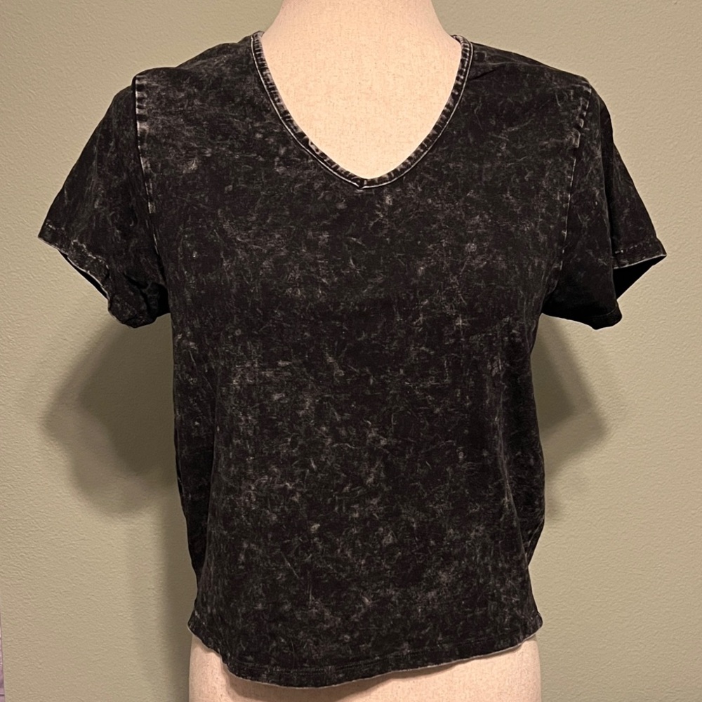 Livi - Black Acid Wash V-Neck Women's Top